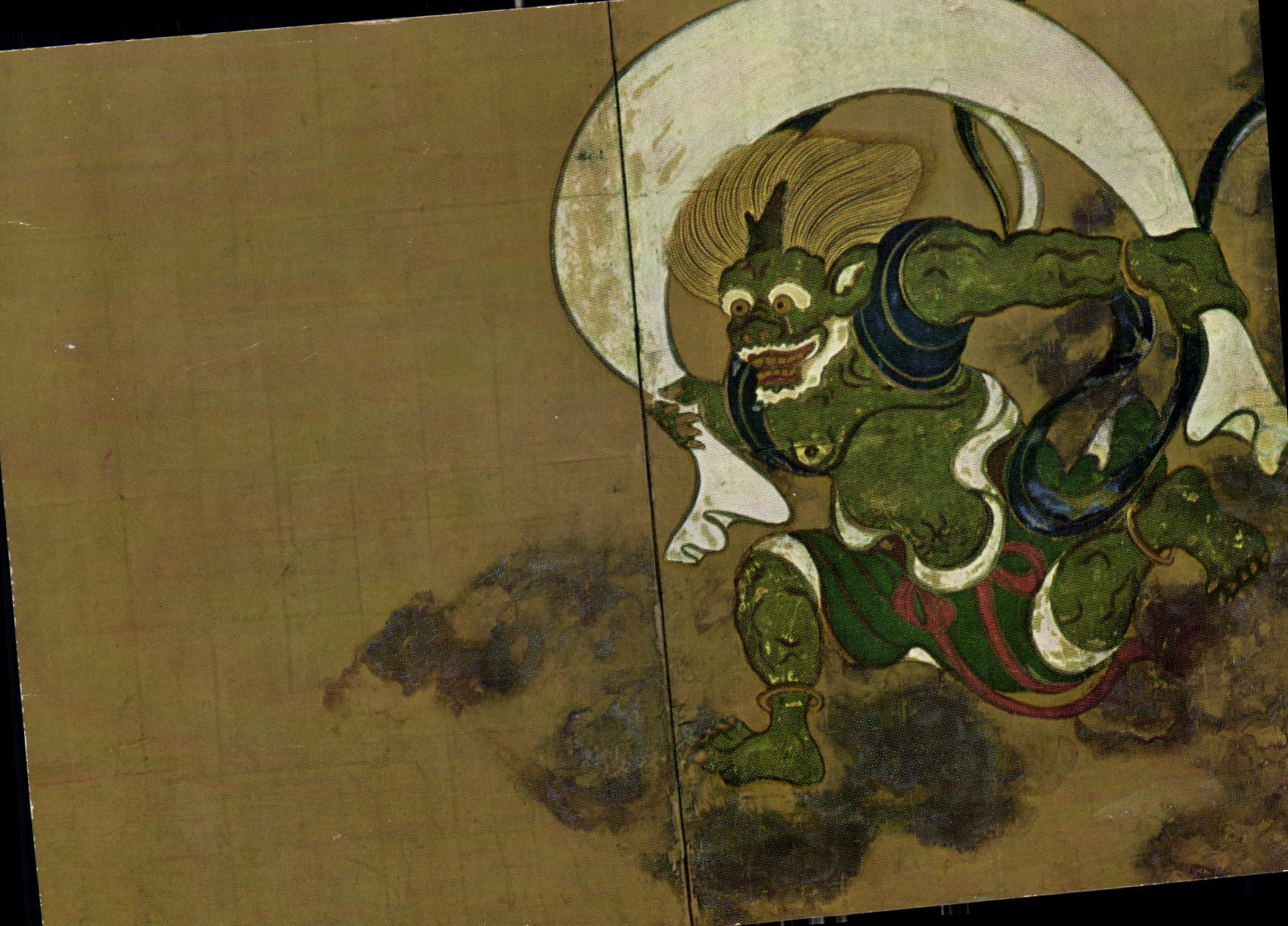 Dieu du Vent et Dieu de la Foudre — détail — éditeur Sotatsu, époque Kamakura, collection Kenmin-ji