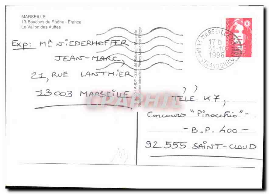 CPM Marseille bouches du rhone France Le Vallon des Auffes  — Rückseite