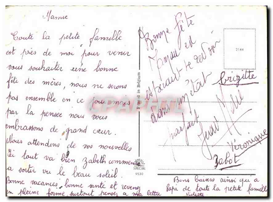 Fleurs et papillon — Bonne Fête Maman — Trimod in Belgium, n° 9530 — Rückseite
