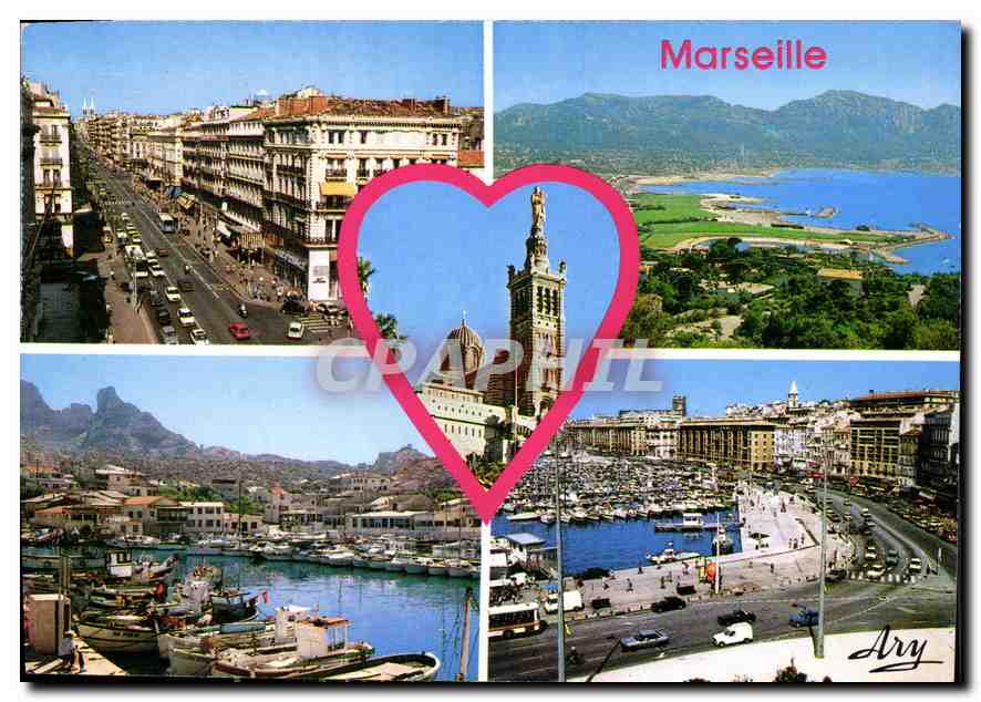 CPM Marseille la Canebiere la Plage le Port des Goudes Quai du Port Notre Dame de la Garde 