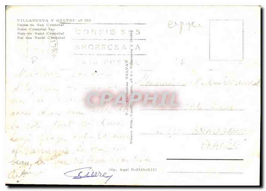 CPM Villanueva y Geltru Baie de Saint Cristobal  — Rückseite