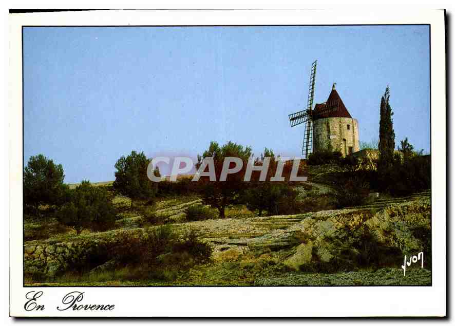 CPM En Provence Fontvieille Moulin d'Alphonse Daudet attend toujours les anes charges de ble 