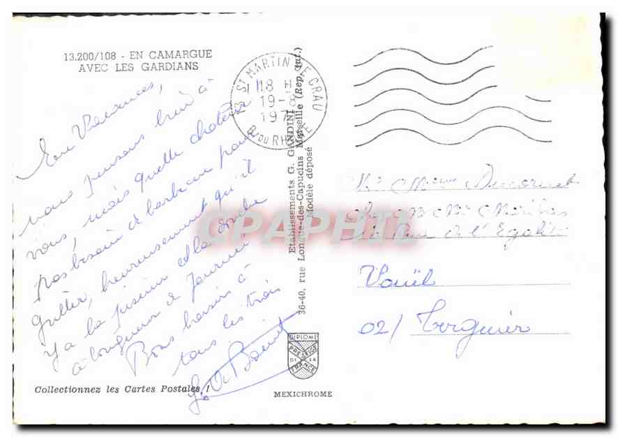 CPM En Camargue avec les Gardians  — Verso