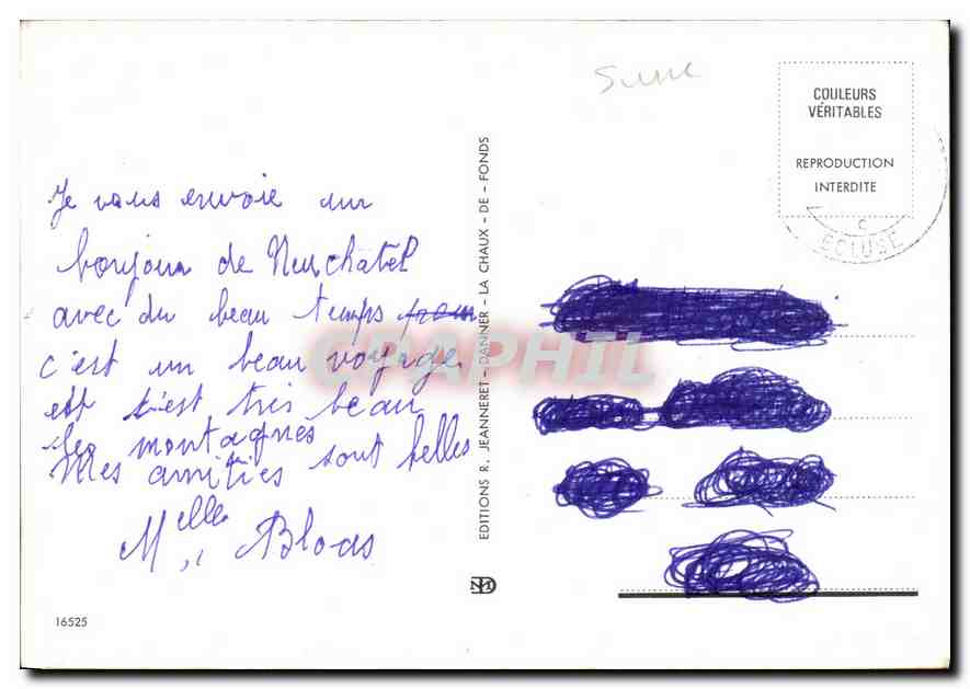 CPM Souvenir de la Suisse Bern Basel Paturage du Jura Fribourg Locarino Geneve Lausanne Zurich Luzer — Verso
