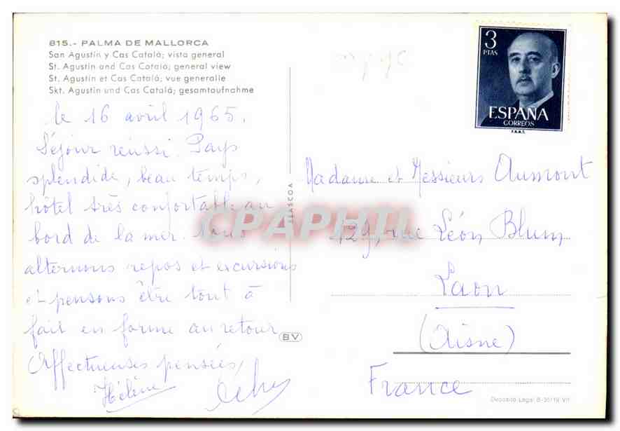 CPM Palma de Mallorca St Agustin et Cas Catala vue generale  — Rückseite