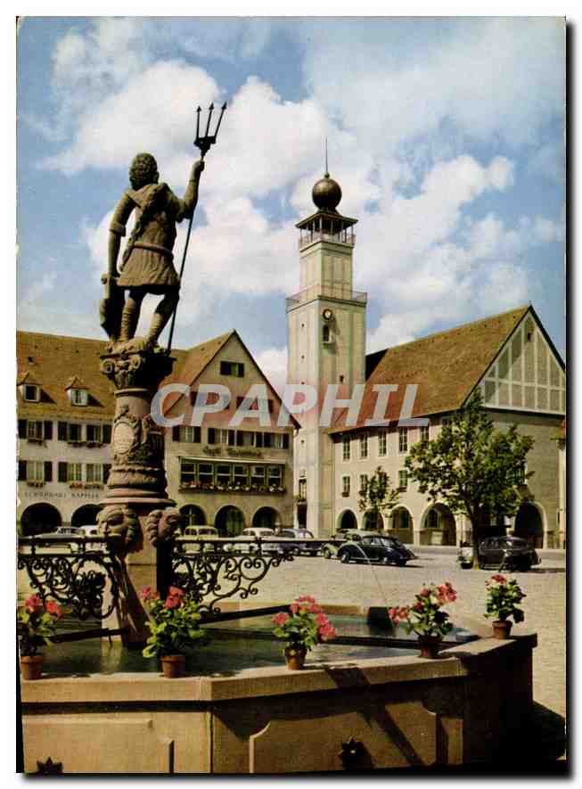 CPM Hohenluftkurort und Wintersportplatz Freudenstadt Schwarzwald Am Marktplatz mit Rathaus 