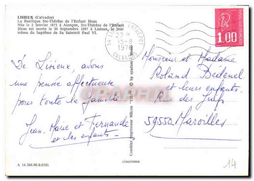 Basilica of Saint Thérèse of Alençon — publisher Cing — Back