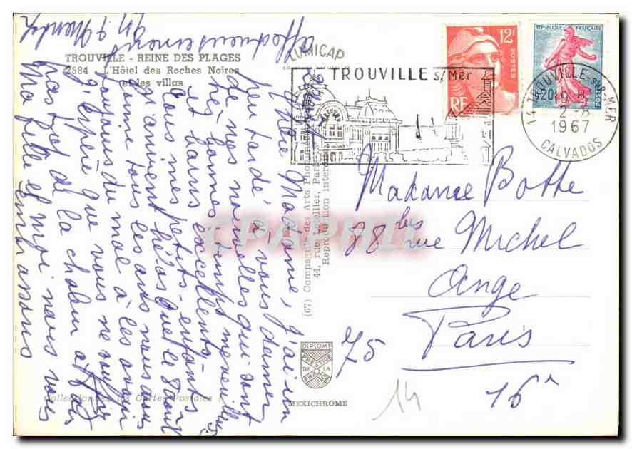CPM Trouville Reine des Plages Hotel des Roches Noires et les villas  — Verso
