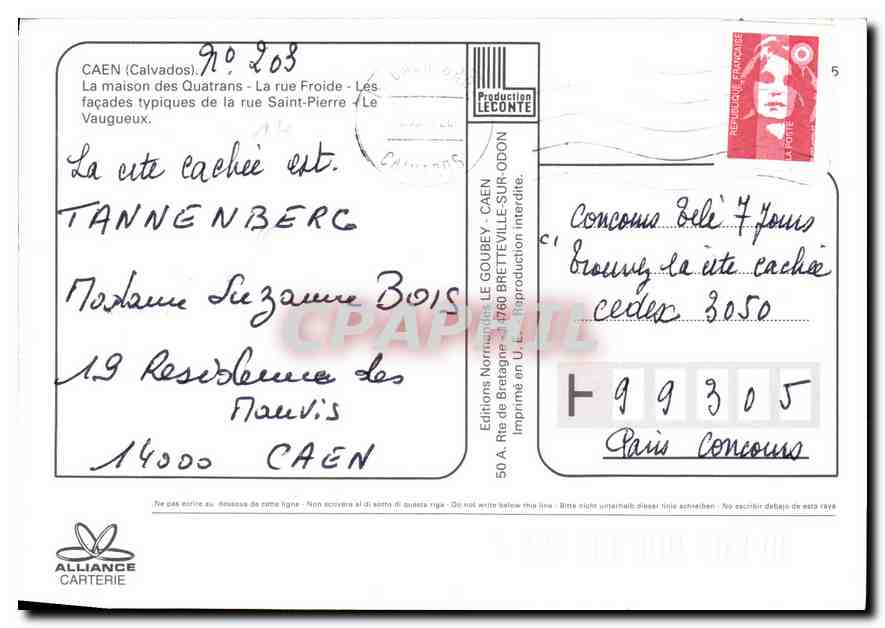 Le Vieux Caen — Éditeur Emy, n°203 — Verso