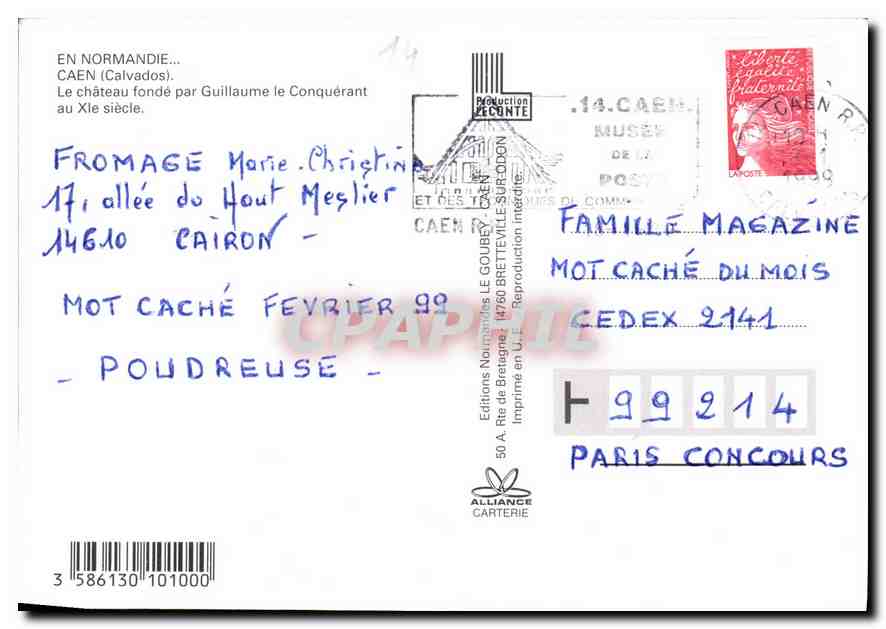 Caen — Le château — Éditeur Emy, n° de série non visible — Rückseite