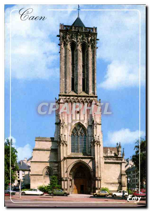 CPM Caen Calvados L'Eglise St Jean le clocher porche du XIV siecle dont l'inclinaison empecha la con