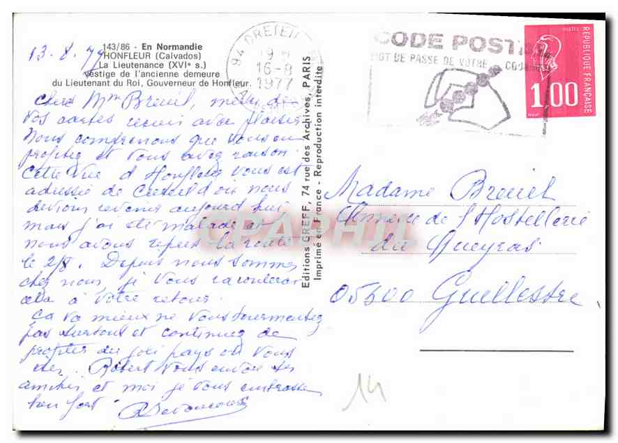 Porte de Honfleur — vestige de l'ancienne demeure du Lieutenant du Roi — Éditions Gref — Reverso