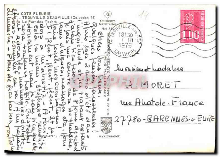 CPM La Cote Fleurie Trouville Deauville Calvados le Port des Yachts  — Rückseite