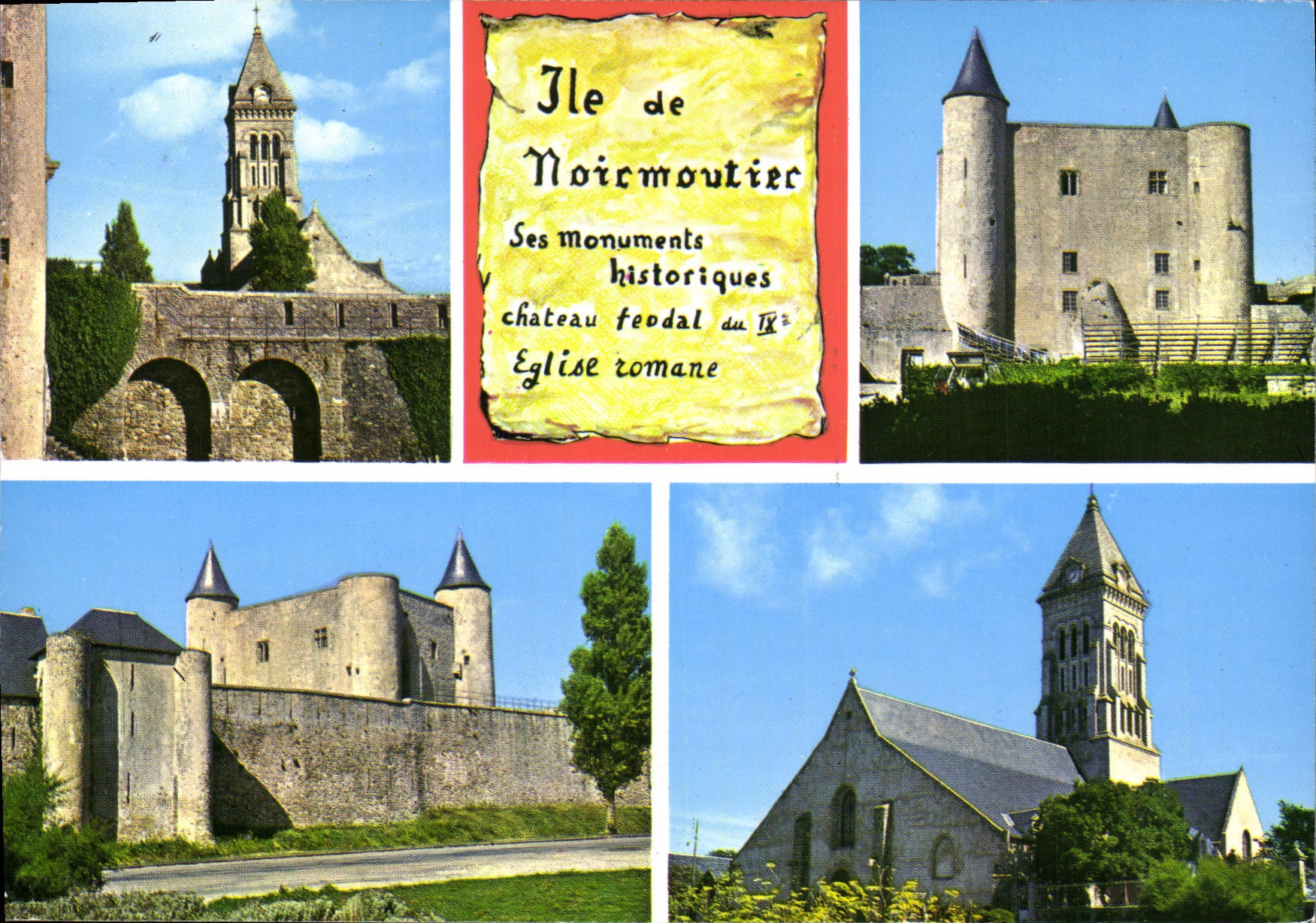 CPM La Vendee Touristique Ile de Noirmoutier Noirmoutier Chateau feodal du IX Eglise Romane 