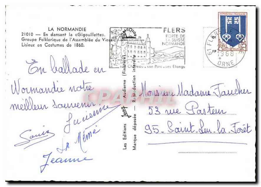 CPM La Normandie en dansant la Gigouillette Groupe folklorique de l'Assemblee u Vieux Lisieux en Cos — Rückseite