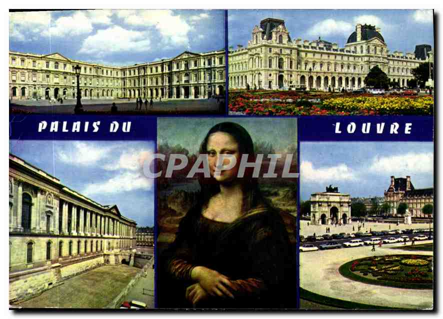 CPM Paris le Louvre Carree et l'Allee Nord la Joconde le Carrousel et Pavillon de Marsan 