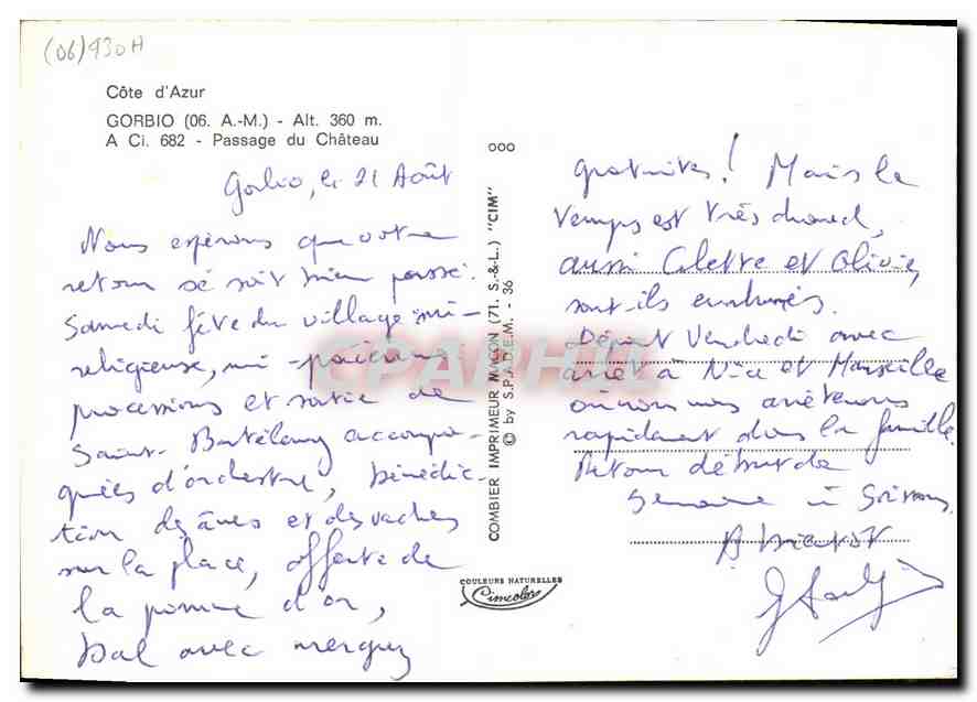 Gorbio — Passage du Château — Cim — Verso