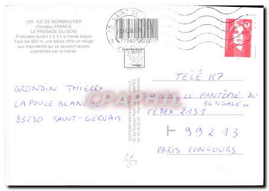 CPM Ile de Noirmoutier Vendee France le Passage du Gois  — Rückseite