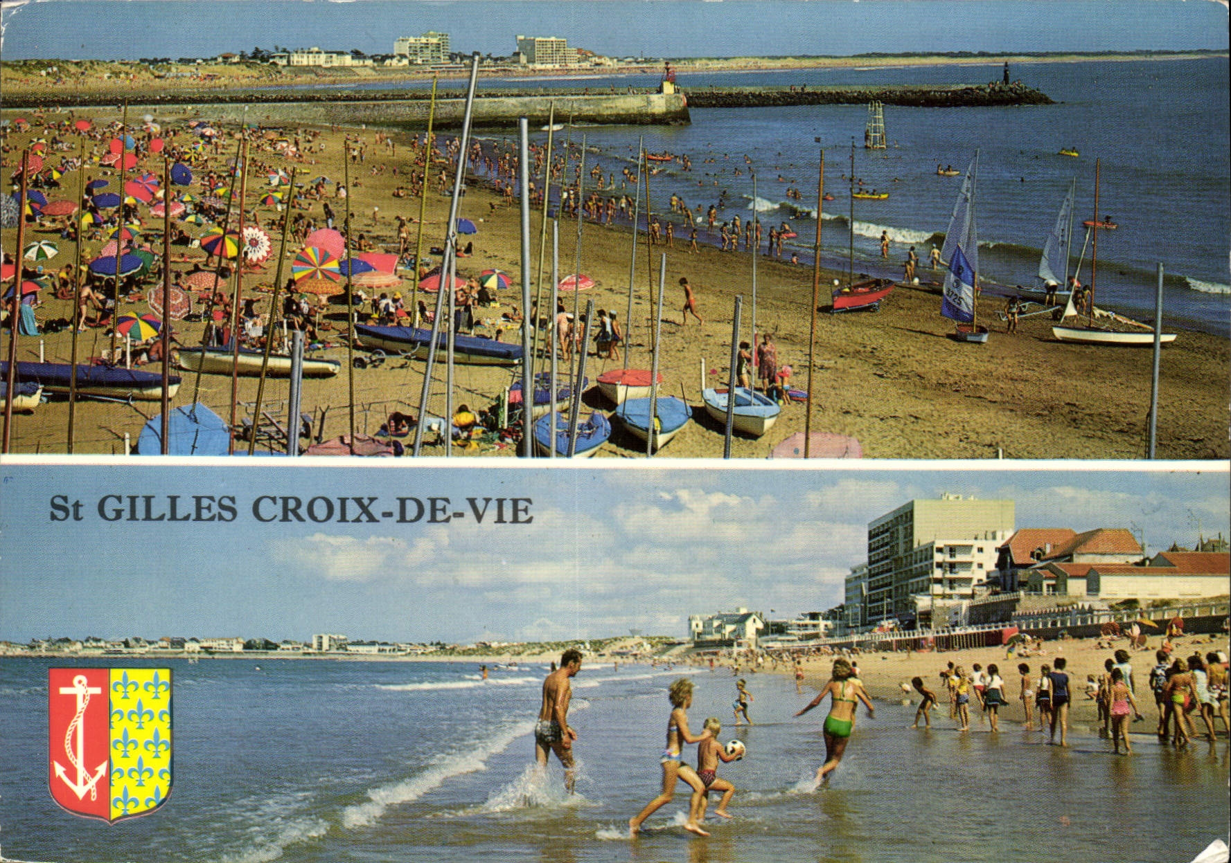 St GILLES CROIX-DE-VIE — plage animée et baigneurs — Édition du Vieux-Chouan