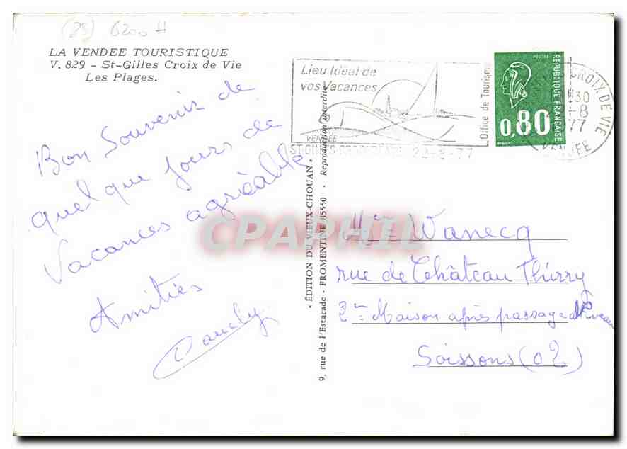 St GILLES CROIX-DE-VIE — plage animée et baigneurs — Édition du Vieux-Chouan — Rückseite
