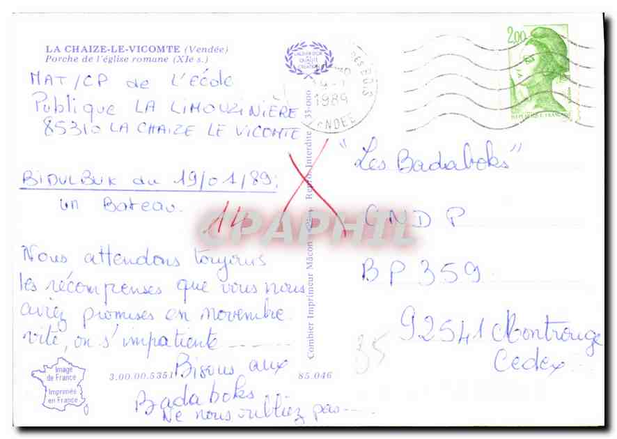 CPM La Chaize le Vicomte Vendee Porche de l'Eglise romane  — Back