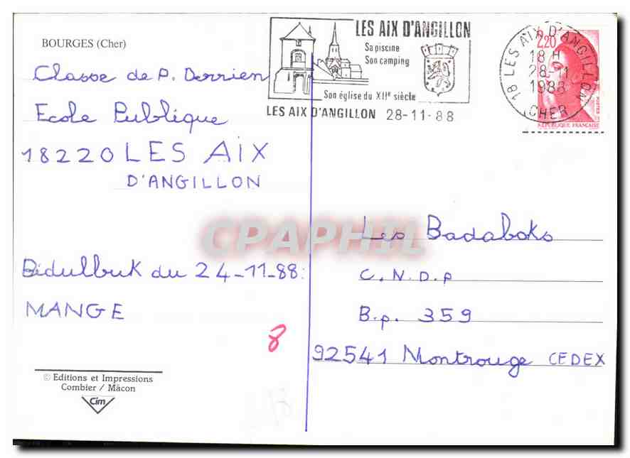 CPM Bourges Cher  — Rückseite