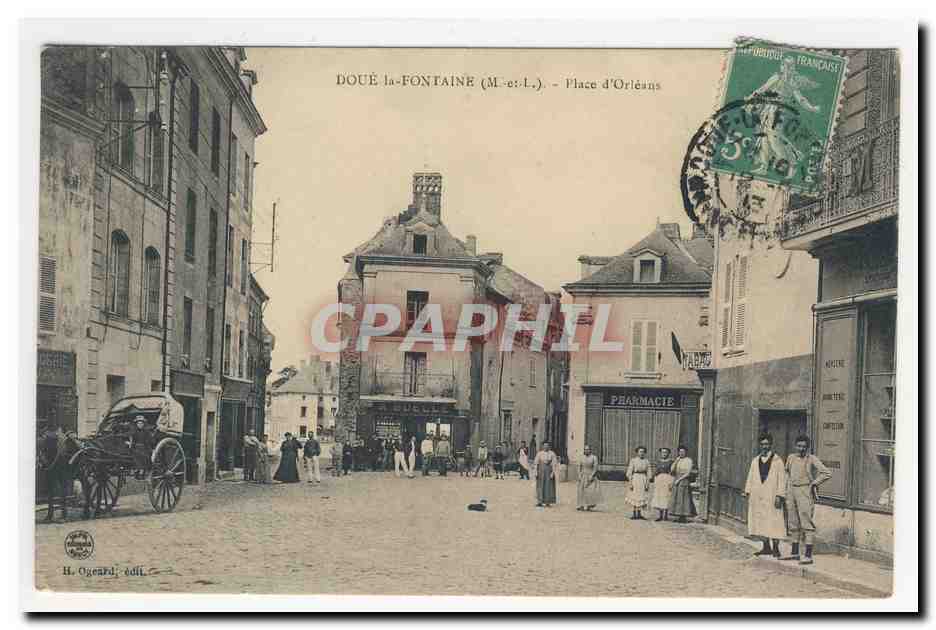 DOUE la FONTAiNE Place d'Orleans Animation CPA