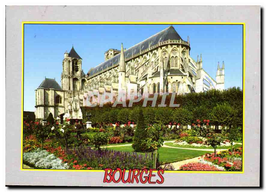 CPM Bourges La Cathedrale Saint Etienne et les jardins 