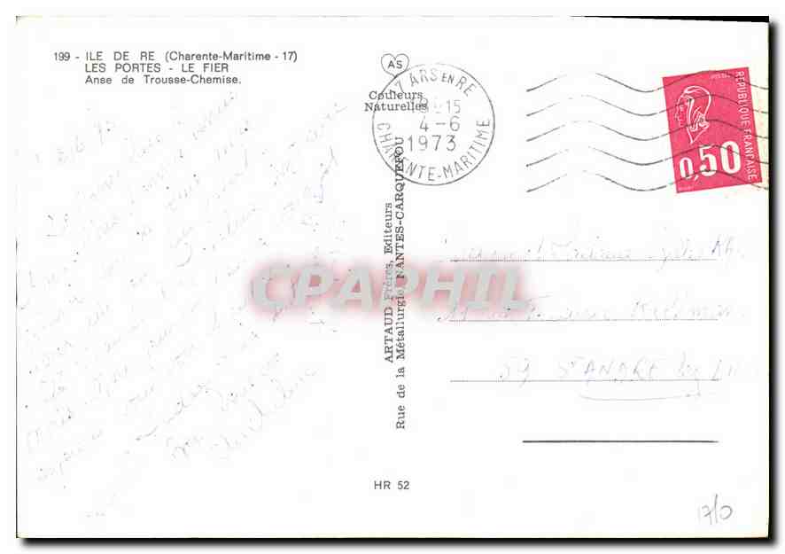 CPM Ile de Re Charente Maritime Les Portes Le Fier Anse de Trousse Chemise  — Back