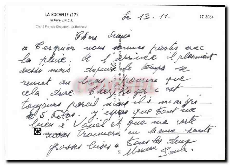 CPM La Rochelle La Gare  — Verso