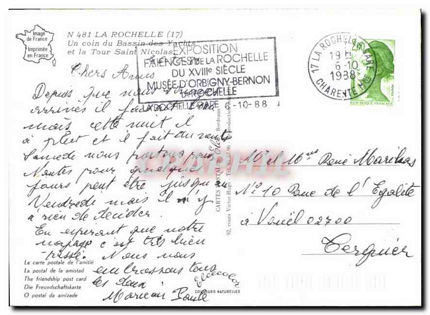 La Rochelle — Le Bassin des Vachts et la Tour Saint-Nicolas — Éditeur Elcés — Verso