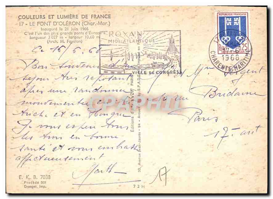 CPM Couleurs et Lumiere de France Le Pont d'Oleron  — Rückseite
