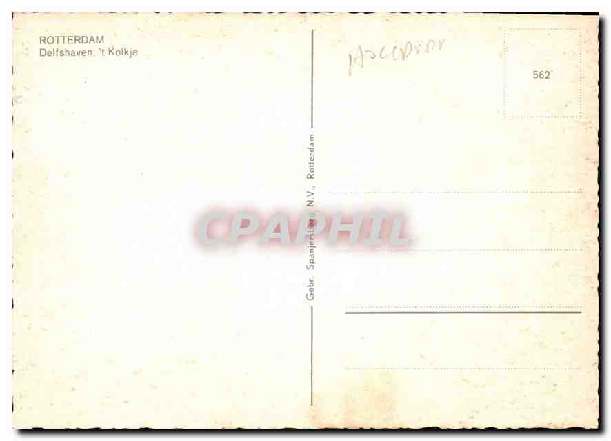 Rotterdam - Delfshaven, 't Kolkje — Gebr. Spanjersier N.V., Rotterdam — Verso