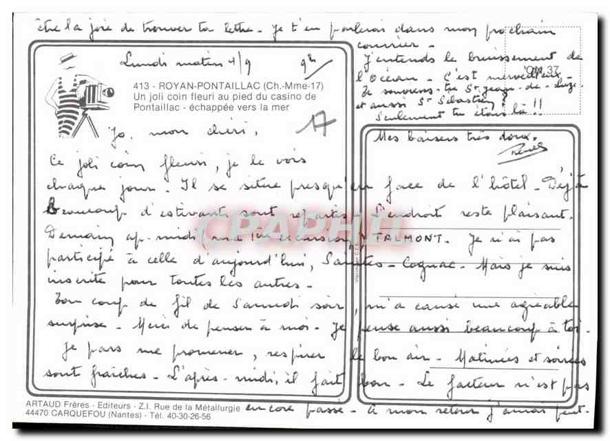 CPM Royan Pontaillac Un joli coin fleuri au pied du casino de Pontaillac echappee vers la mer  — Rückseite