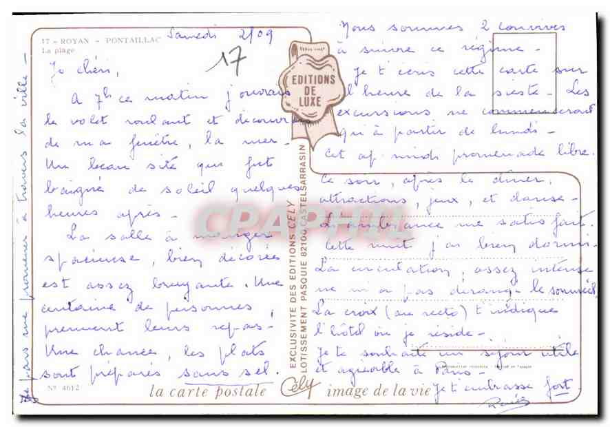 CPM Royan Pontaillac La Plage  — Back