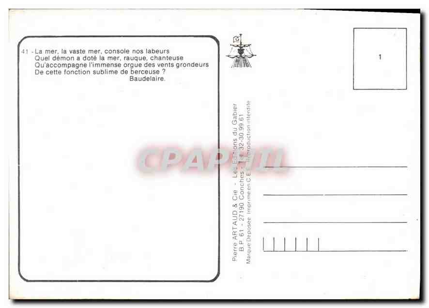 CPM La mer la vaste mer console nos labeurs  — Verso