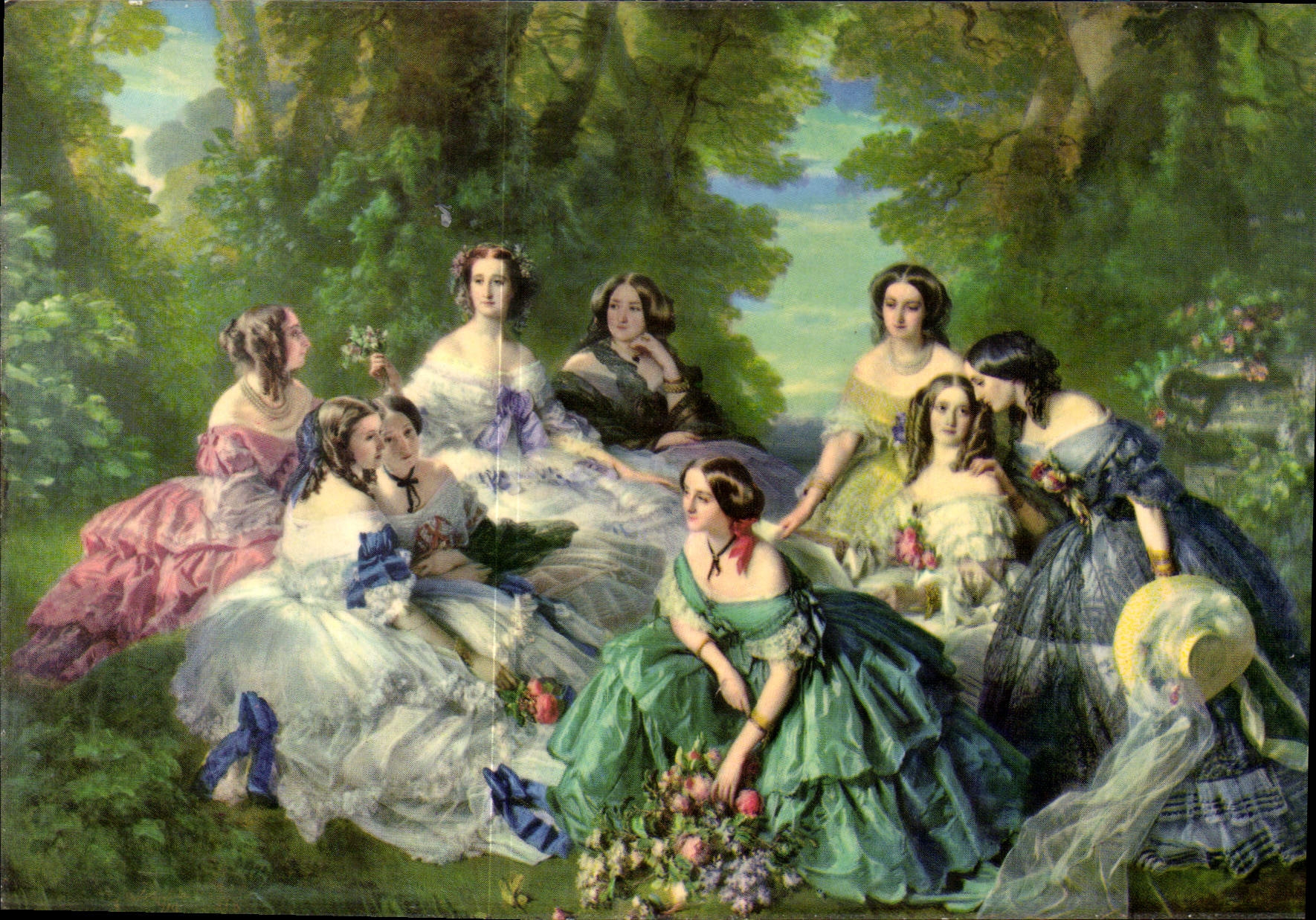 Impératrice Eugénie entourée de ses Dames d'Honneur — Peint par Winterhalter (1856) — H. BENICIT-GEREINA