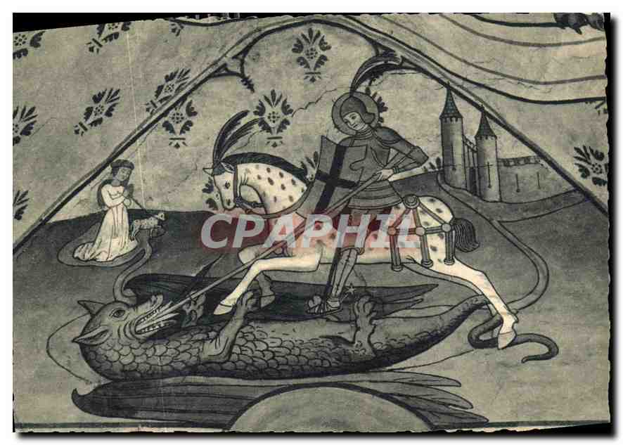 CPM Eglise de Bagnot Cote d'Or Saint Georges Fresque du XIV siecle 