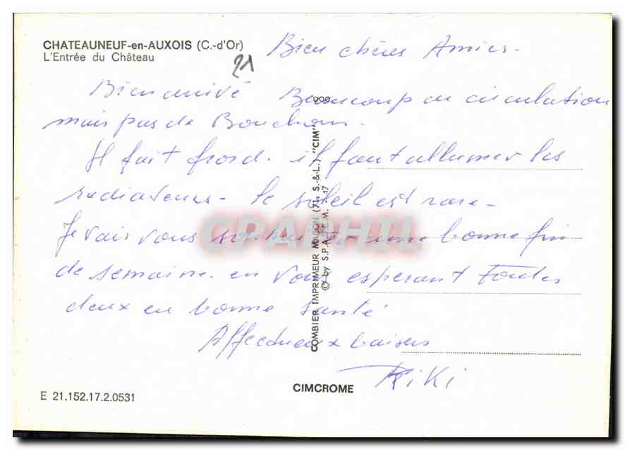CPM Chateauneuf en Auxois L'Entree du Chateau  — Rückseite