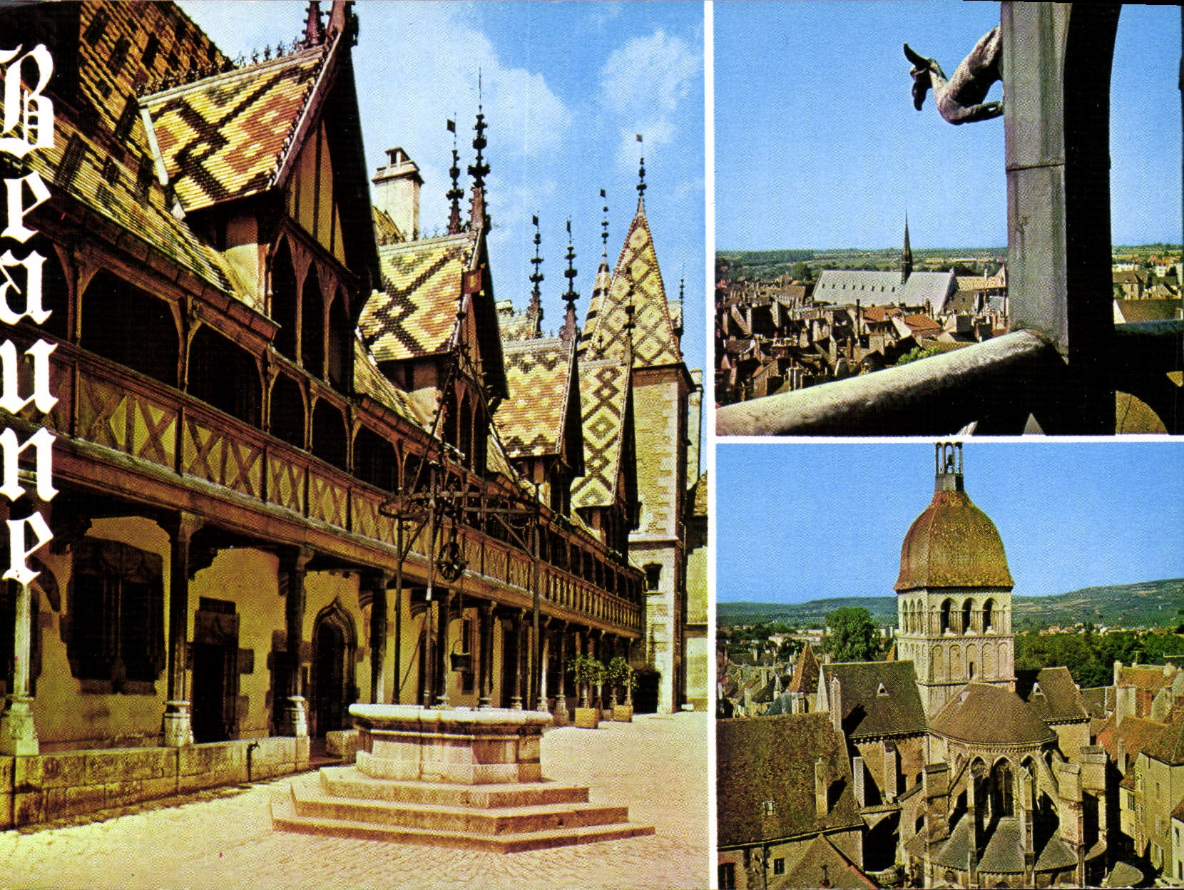 Beaune — Ansicht des Vieux Marché-Platzes, des Kirchturms und des Gargoyles — Éditions et Impressions Combier / Mâcon