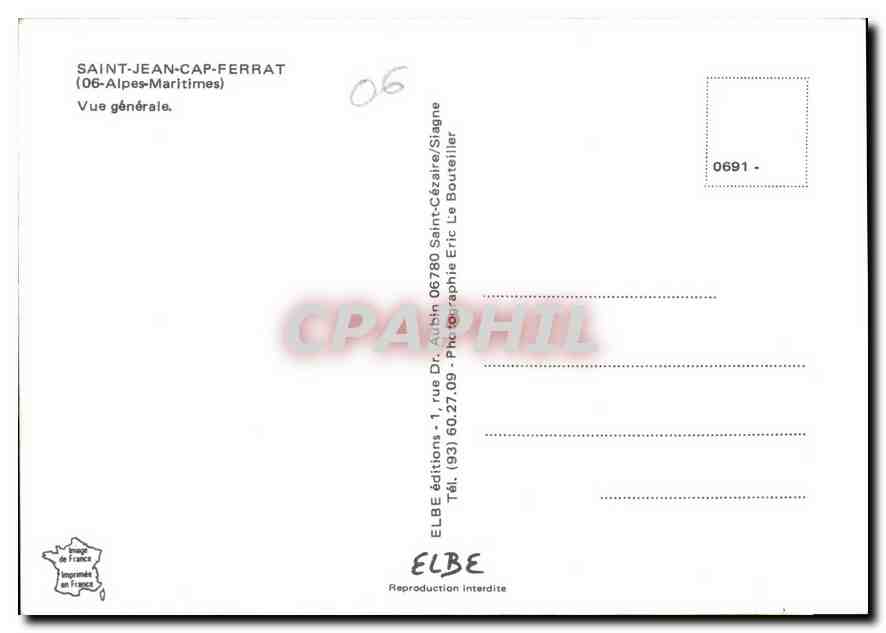 CPM Saint Jean Cap Ferrat Alpes Maritimes Vue generale  — Verso