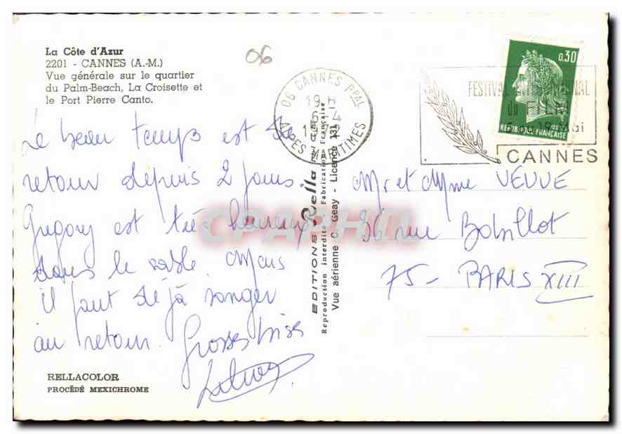 Cannes — General view of the Palm-Beach district and Port Pierre Canto — Rella — Back
