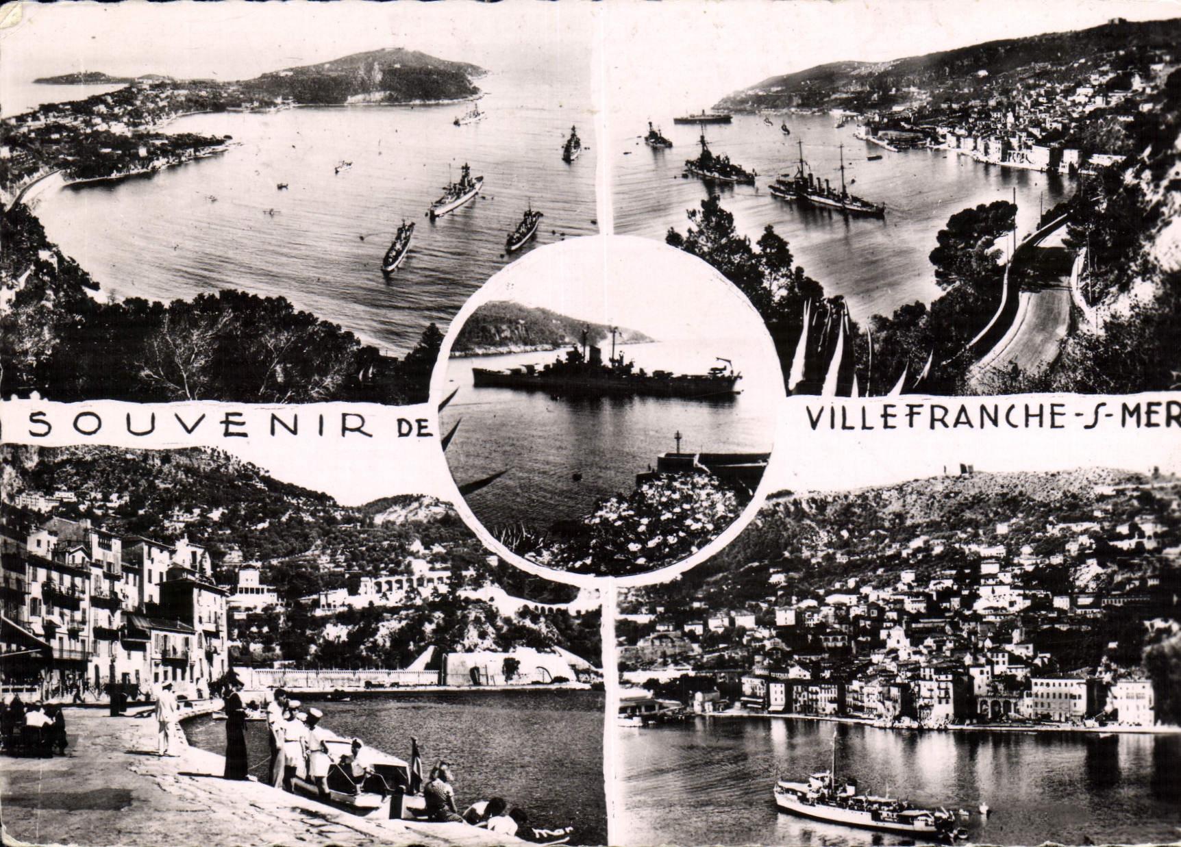 Villefranche-sur-Mer — vue panoramique avec navires — Souvenir de Villefranche-sur-Mer