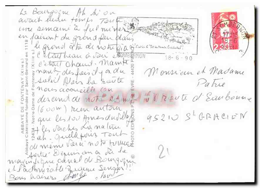 CPM Abbaye de Fontenay Abbaye Cistercienne fondee par Saint Bernard en 1118  — Rückseite