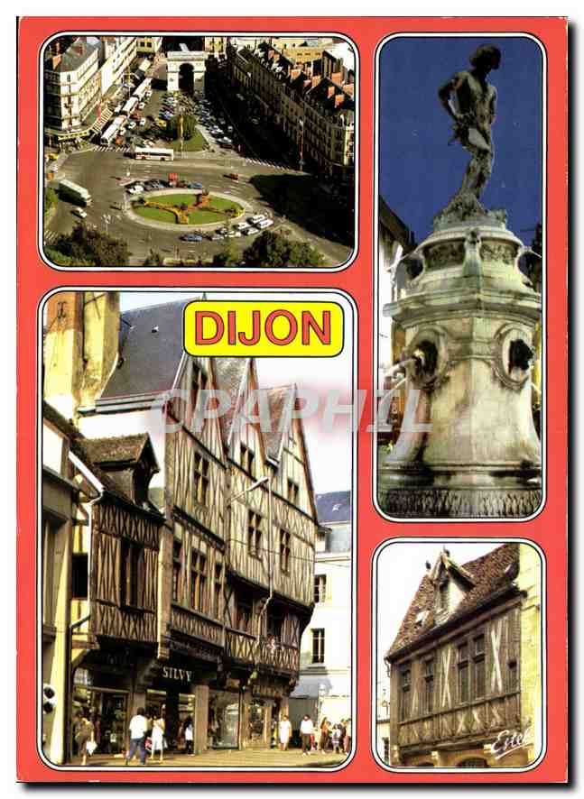 CPM Dijon Cote d'Or La place Darcy et la porte Guillaume Vieilles maisons a encorllement 