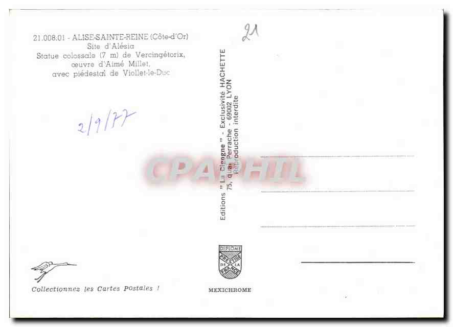 CPM Alise Sainte Reine Cote d'Or Site d'Alesia  — Rückseite
