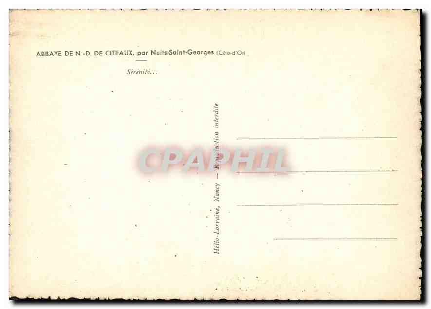 CPM Abbaye de ND de Citeaux par Nuits Saint Georges Cote d'Or  — Rückseite