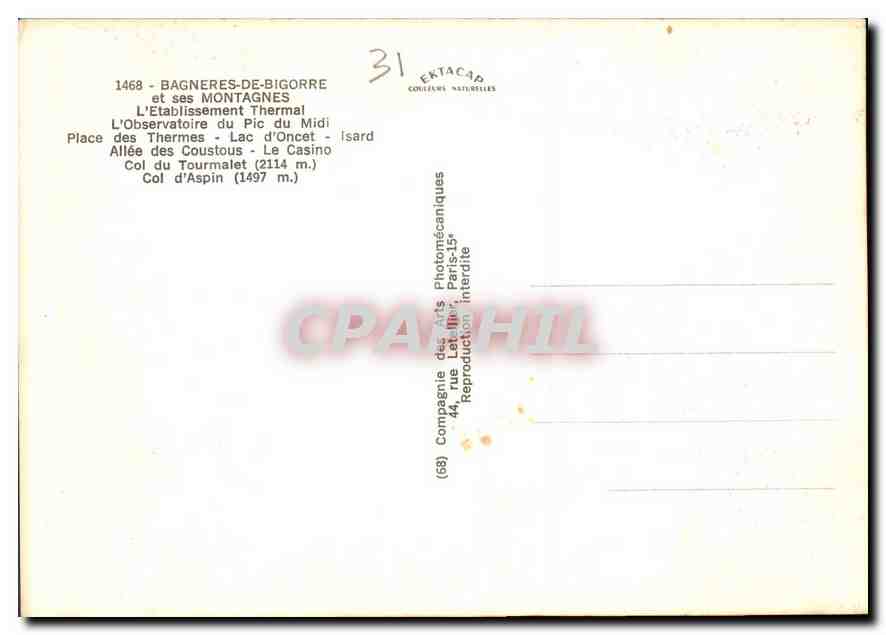 Bagnères-de-Bigorre — Montagnes et sites — Éditeur EKTACAP — Verso