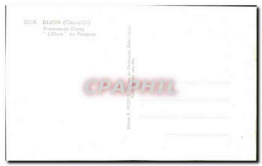 CPM Dijon Cote d'Or Promenade Darcy L'Ours de Pompon  — Verso