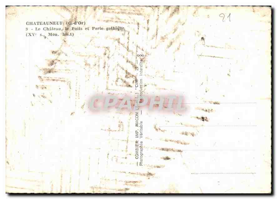 CPM Chateauneuf Cote d'Or Le Chateau le Puits et Porte gothique  — Rückseite